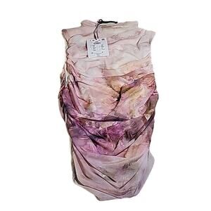 Mohito Sleeveless Ruched Sides Marble Purple Top Womens Size XS NEW